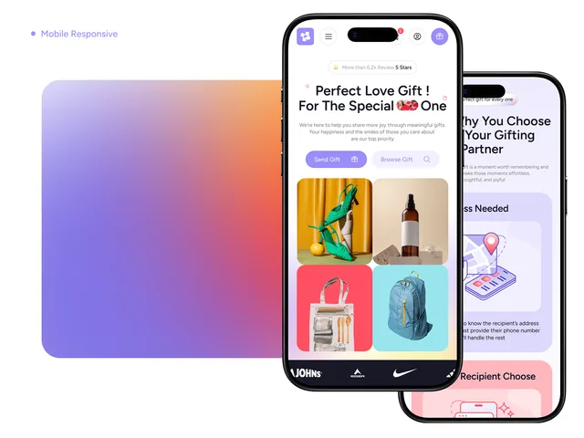 Giftd gifting app screens designed by Potara Studio