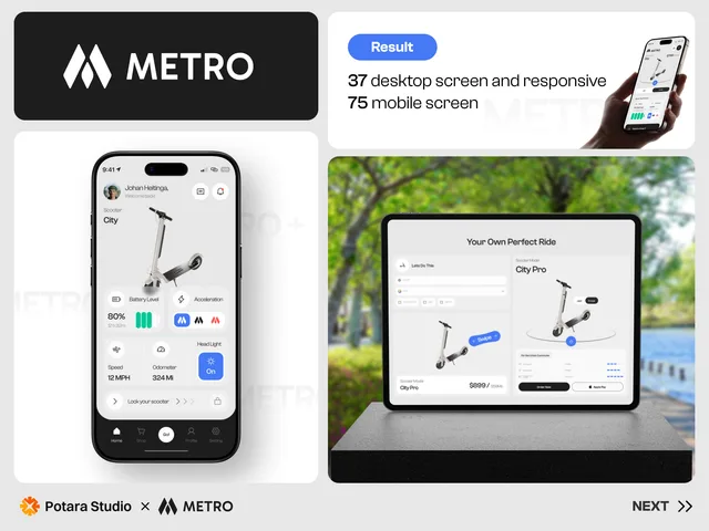 Metro Rides mobility commerce platform screens