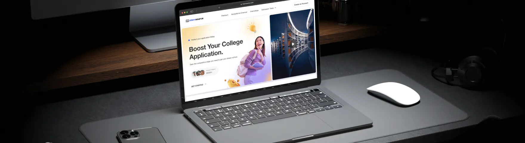Stemsource university admissions landing page design