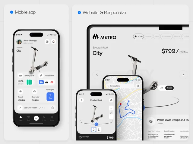 Metro Rides scooter configurator designed by Potara Studio